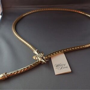 Whiting & Davis fashion belt - fox, gold tone, medium, new, rare